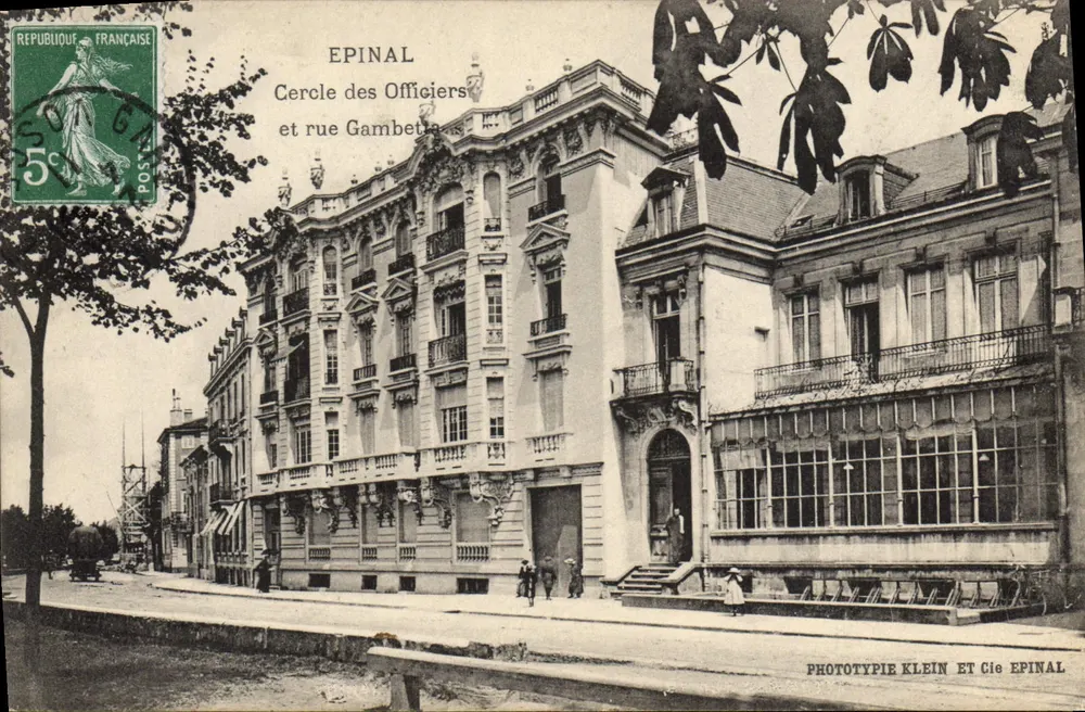 Epinal — Cercle der Offiziere und Straße Gambetta — Phototypie Klein et Cie Epinal - Vorderseite