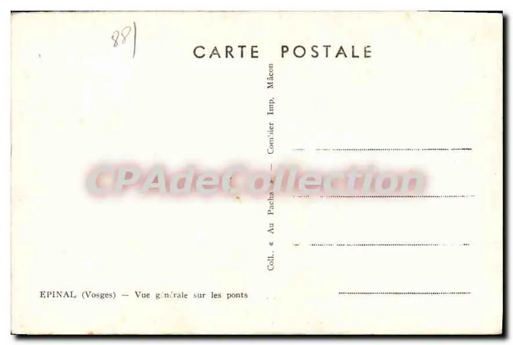 Épinal (Vosges) — Visão geral sobre os pontes — Imp. Conibier, Macon - Verso
