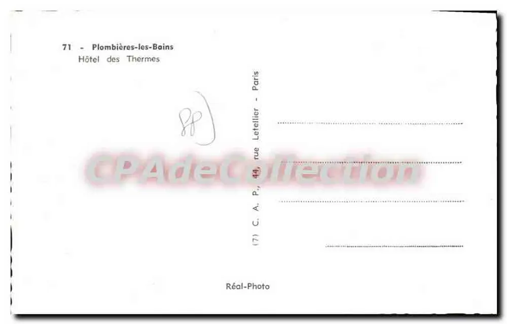 Plombières-les-Bains — Hotel dos Termas — Réal-Photo - Verso