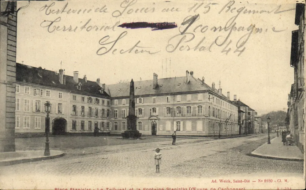 Place Stanislas - Das Tribunal und die Fontaine Stanislas (Évry de Cachonnans) — Ad. Weick, Saint-Dié — Nr. 8180 - Cl. M. - Vorderseite