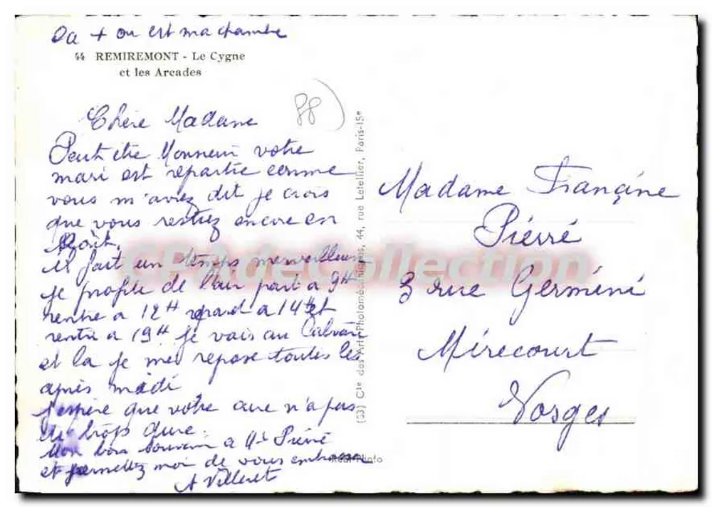 Remiremont - O Cisne e as Arcadas — Cap - Verso