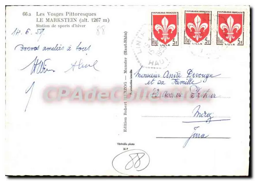 Der Markstein (alt. 1267 m) — Wintersportstation — Edition Robert Herzog (Haut-Rhin) - Rückseite