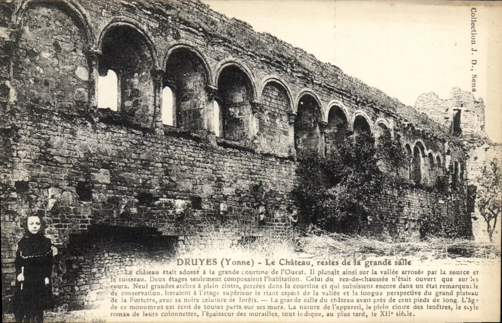Druyes (Yonne) - Das Schloss, Reste der großen Halle — Sammlung J. D. Sens - Vorderseite
