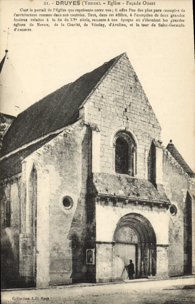Druyes (Yonne) - Igreja - Fachada Oeste — Coleção L.D. Seub - Frente