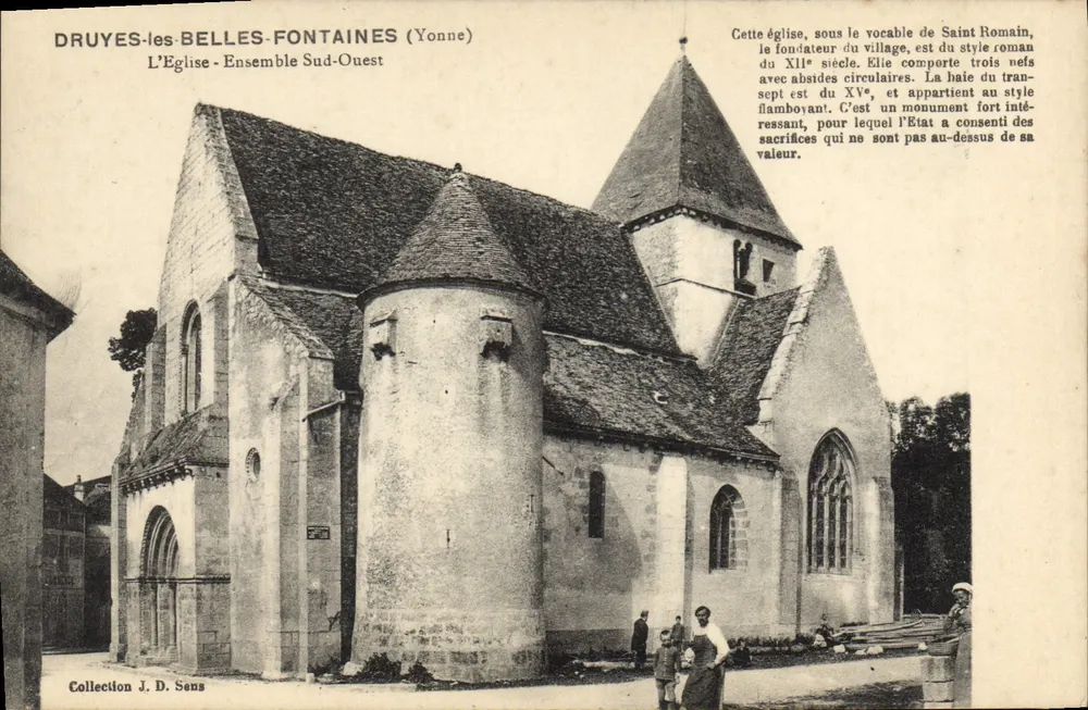 Druyes-les-Belles-Fontaines (Yonne) — Die Kirche — Sammlung J. D. Sens - Vorderseite