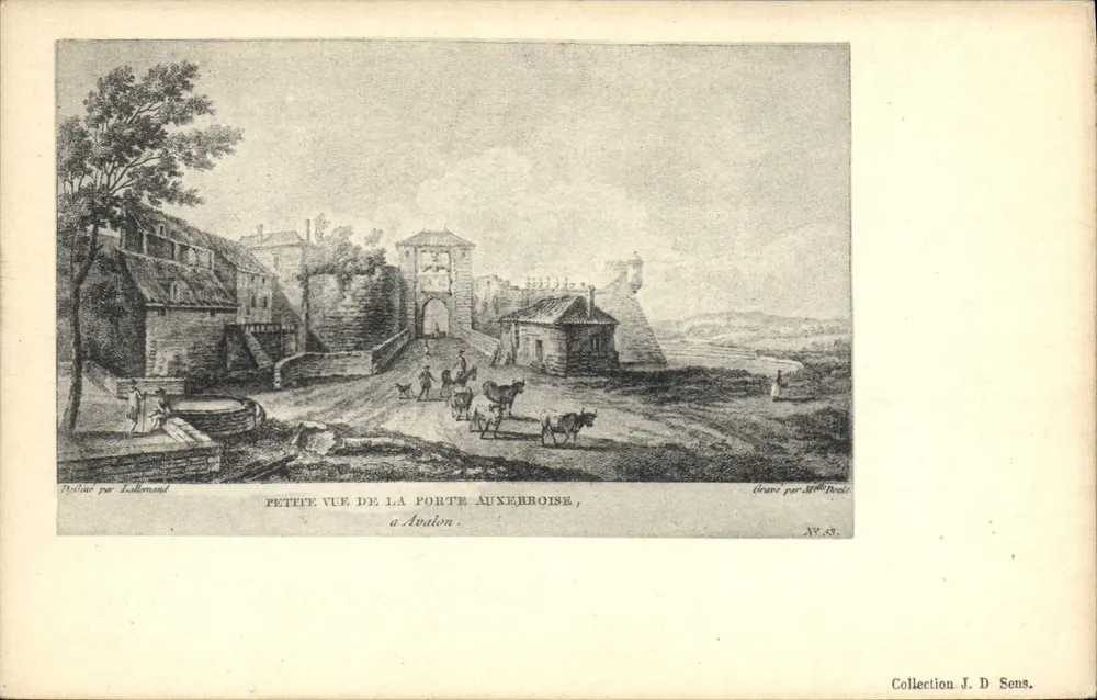 Kleine Ansicht der Porte Auxerroise in Avalon — von M. Pons gezeichnet — Sammlung J. D. Sens - Vorderseite
