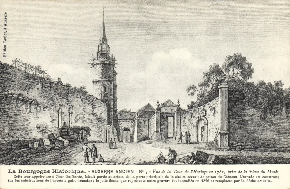 Altes Auxerre — Ansicht der Uhrenturm, aus der Museumsplatz — Ausgabe Toulon, in Auxerre, Nr. 5 - Vorderseite