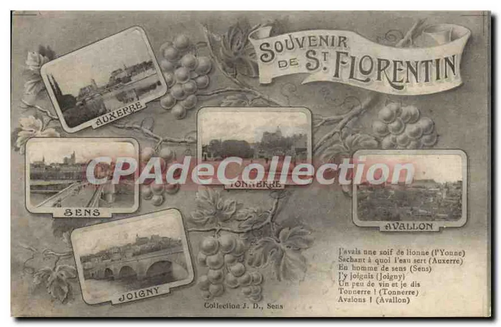Lembrança de St Florentin — Coleção J. D., Sens - Frente