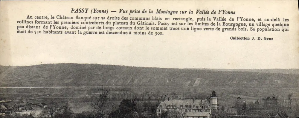 Passy (Yonne) — Ansicht vom Berg über das Tal der Yonne — Sammlung J. D. Sens - Vorderseite