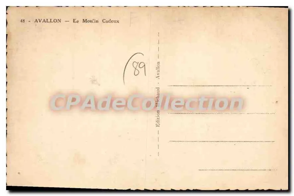 Avallon — A Moinha Cadeux — Edição Michelaud - Verso