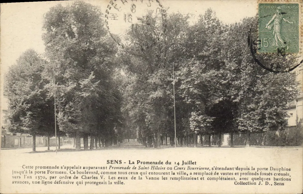 SENS — Die Promenade des 14. Juli — Sammlung J. D., Sens - Vorderseite
