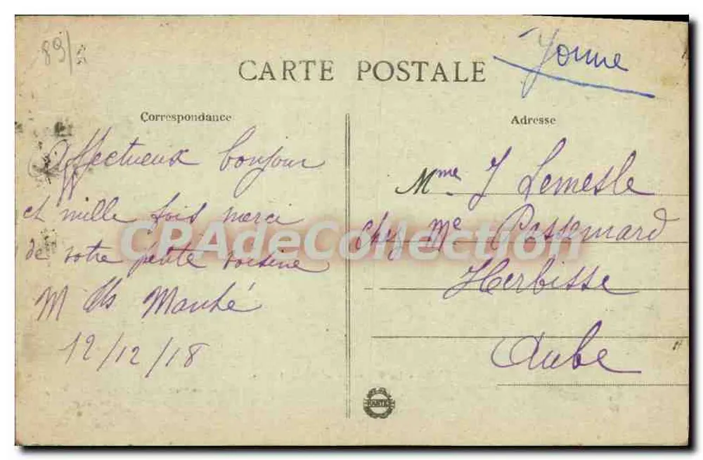 SENS — Die Promenade des 14. Juli — Sammlung J. D., Sens - Rückseite