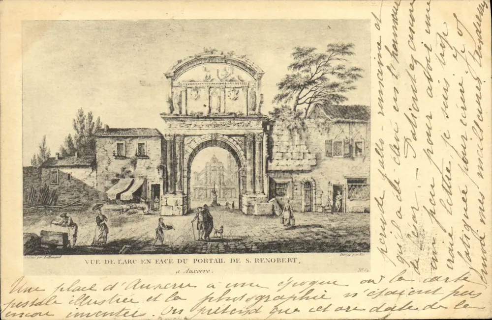 Ansicht des Bogens vor dem Portal von S. Renobert — Auvierre — Verlag Lattmann, Nr. 75 - Vorderseite
