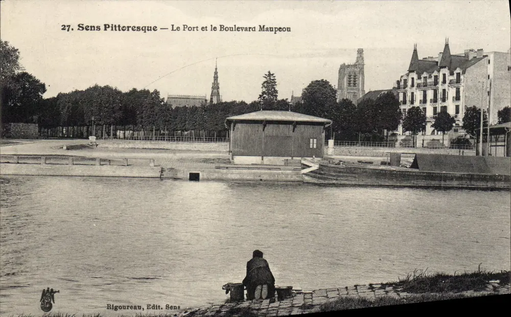 Sens Pittoresque — Der Hafen und der Boulevard Mauppeou — Rigoureau, Edit. Sens - Vorderseite