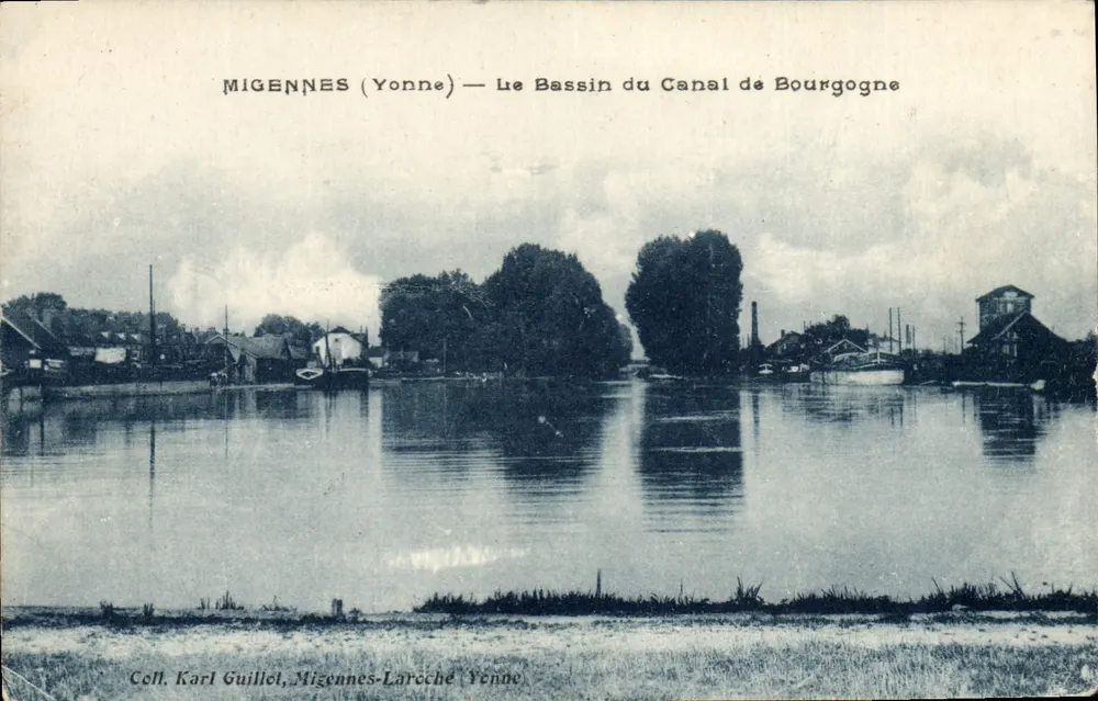 Migennes (Yonne) — Ansicht des Beckens des Burgunderkanals — Sammlung Karl Guillet - Vorderseite