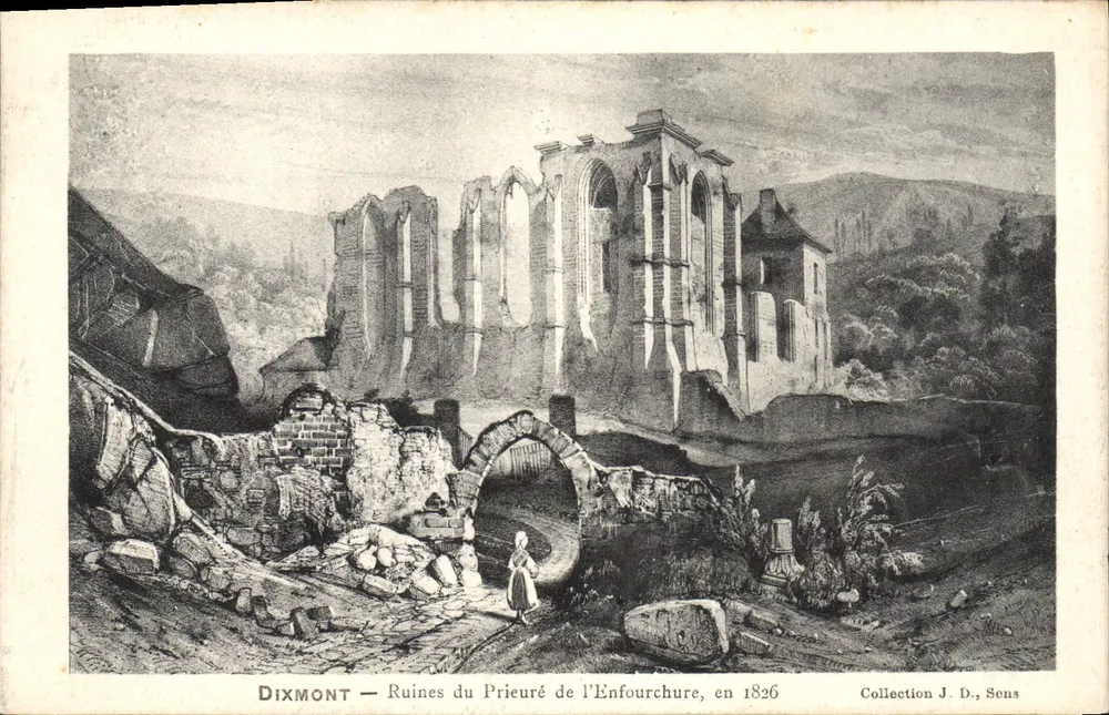 डिक्समॉन्ट — 1826 में एनफर्न्यूर के प्रायोगिक भवन के अवशेष — जे. डी. के संग्रह, सेंस - आगे