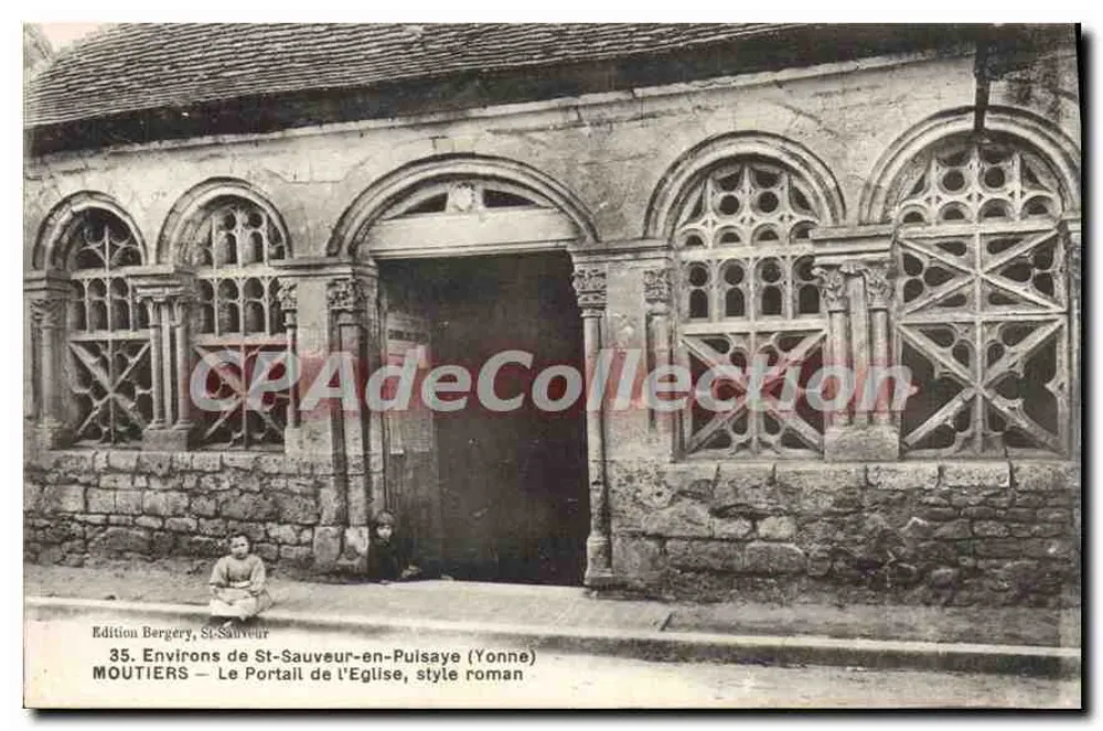 Um St-Sauveur-en-Puisaye (Yonne) — Der Portal der Kirche, romanischer Stil — Édition Bergéry, n°35 - Vorderseite
