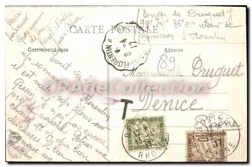 Sens, Auxerre, Tonnerre, Joigny, Avallon — Lembrete da Yonne — Coleção J. D., Sens - Verso
