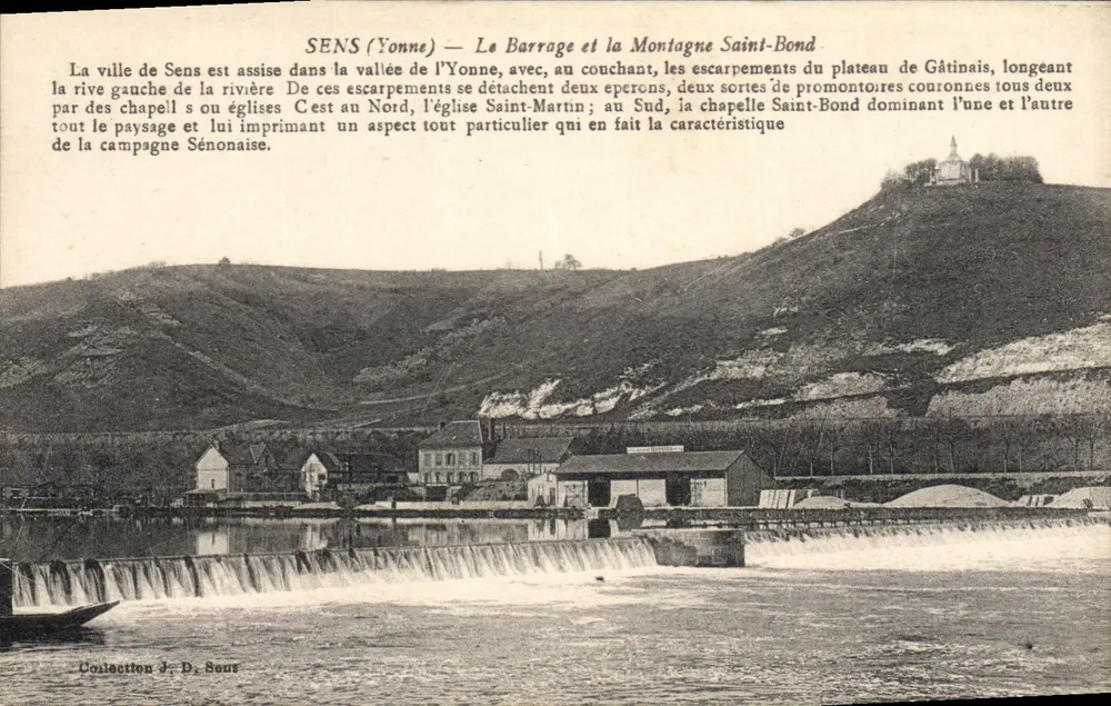 Sens (Yonne) — Der Staudamm und der Berg Saint-Bond — Sammlung J. D. Sous - Vorderseite