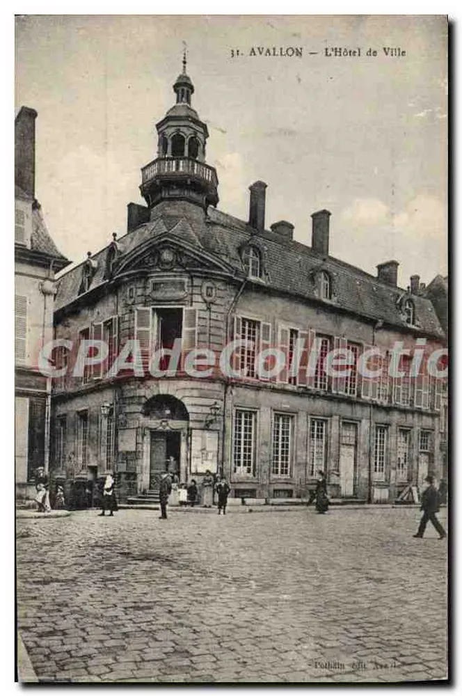 Avallon — O Hotel de Ville — Bilhete postal antigo de Coleção - Frente