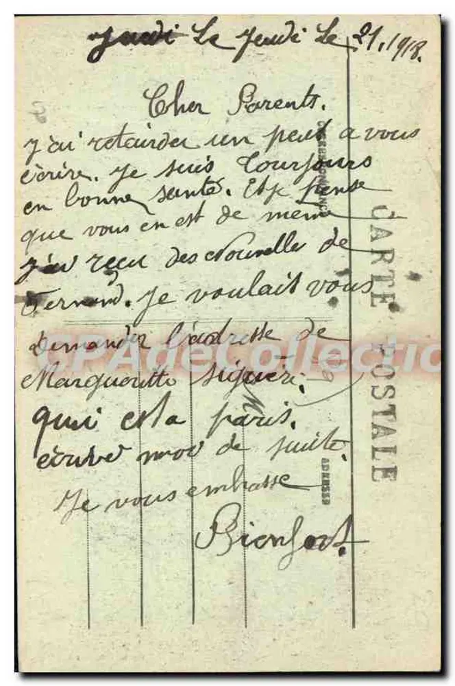 Avallon — O Hotel de Ville — Bilhete postal antigo de Coleção - Verso