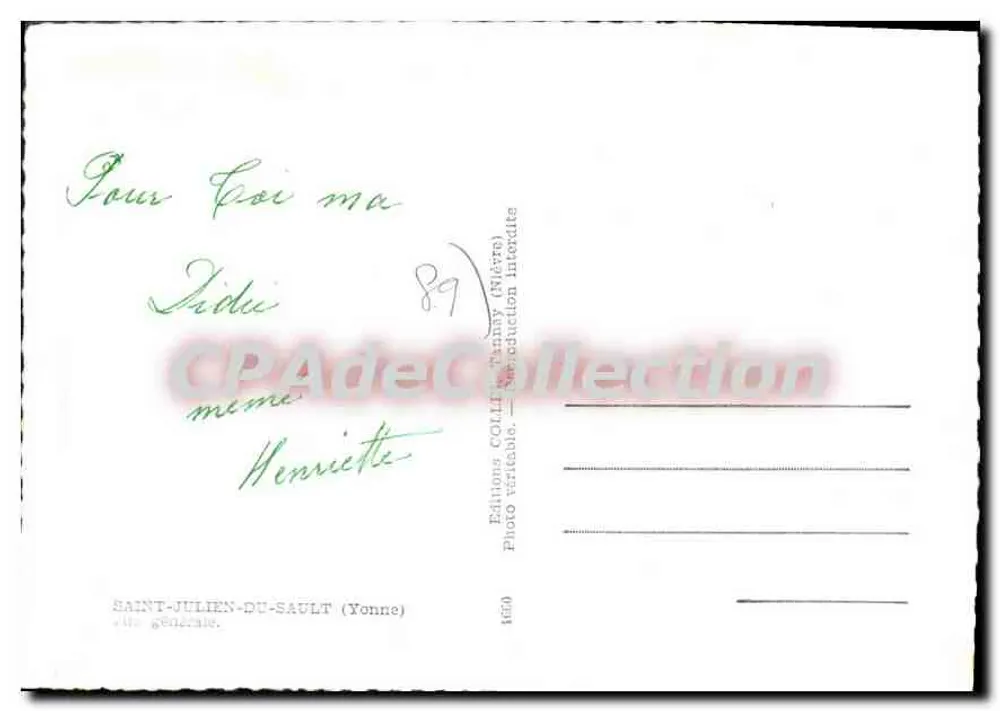 Saint-Julien-du-Sault — visão geral — Edições COLLIT, Tannay (Nièvre) n°1670 - Verso