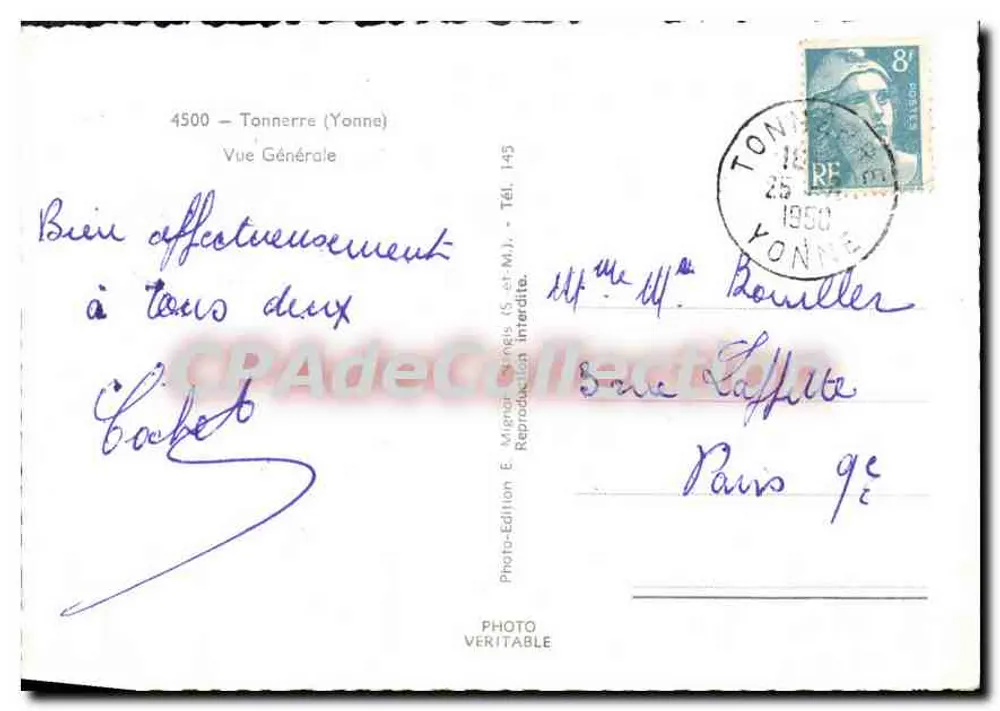Tonnerre (Yonne) — Vista Geral — Edição Fotográfica E. Mirend (S. et M.) - Verso