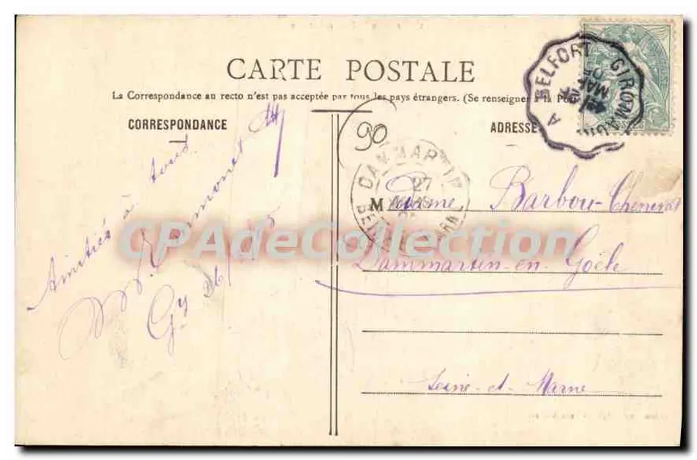 Kasteel van La Rosemontoise — Giromagny — Uitgave Franchebois - Achterkant