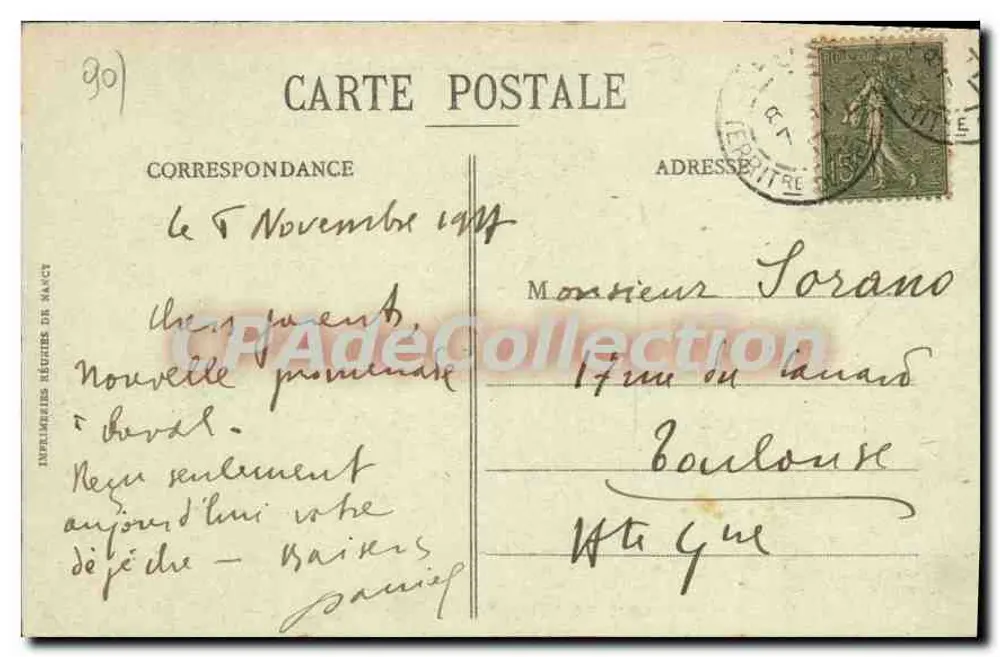 Delle (Französisch-schweizerische Grenze) — Die Brücke über die Allaine — Edition E. Mayer, 40, laub de France Bollart - Rückseite
