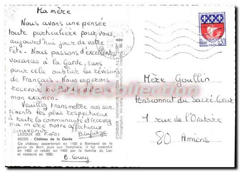 Zamek La Garde — Bort — Wydawca Macon (71 S.-&-L.) - Rewers
