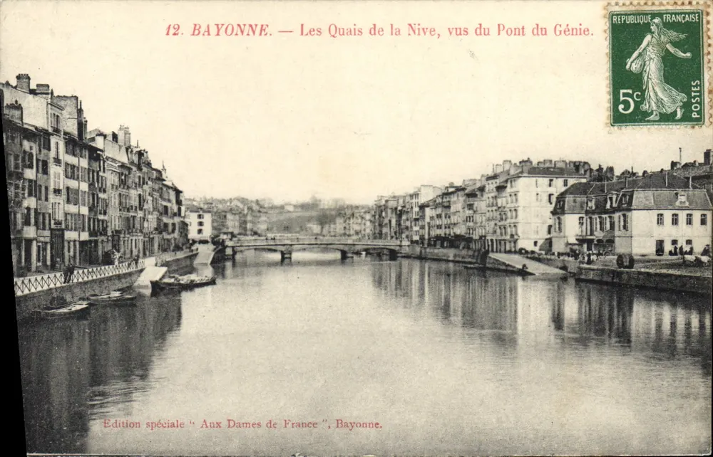 Bayonne — Die Quais der Nive, vom Pont du Génie aus gesehen — Sonderausgabe 'Aux Dames de France', Bayonne - Vorderseite