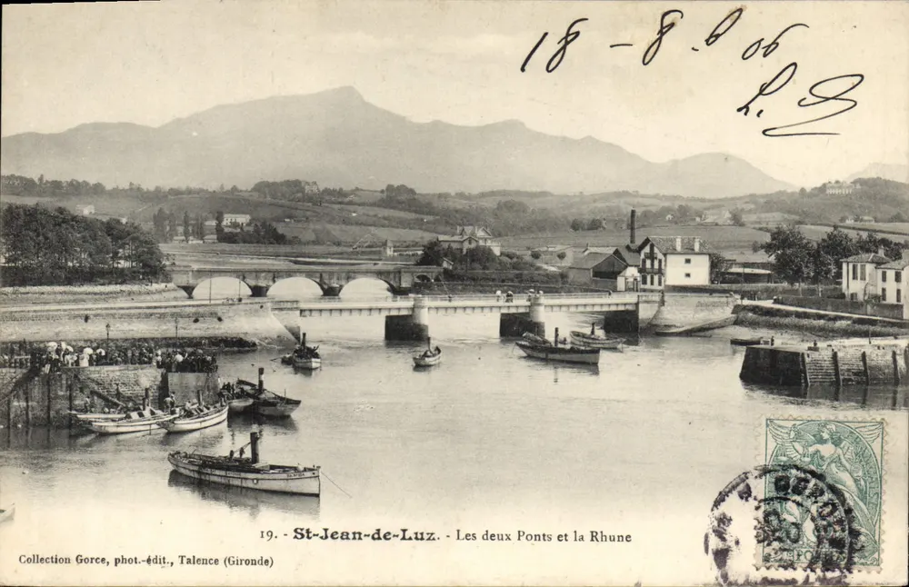 St-Jean-de-Luz — Die beiden Brücken und die Rhune — Sammlung Gorce, Fotoverlag, Talence (Gironde) - Vorderseite