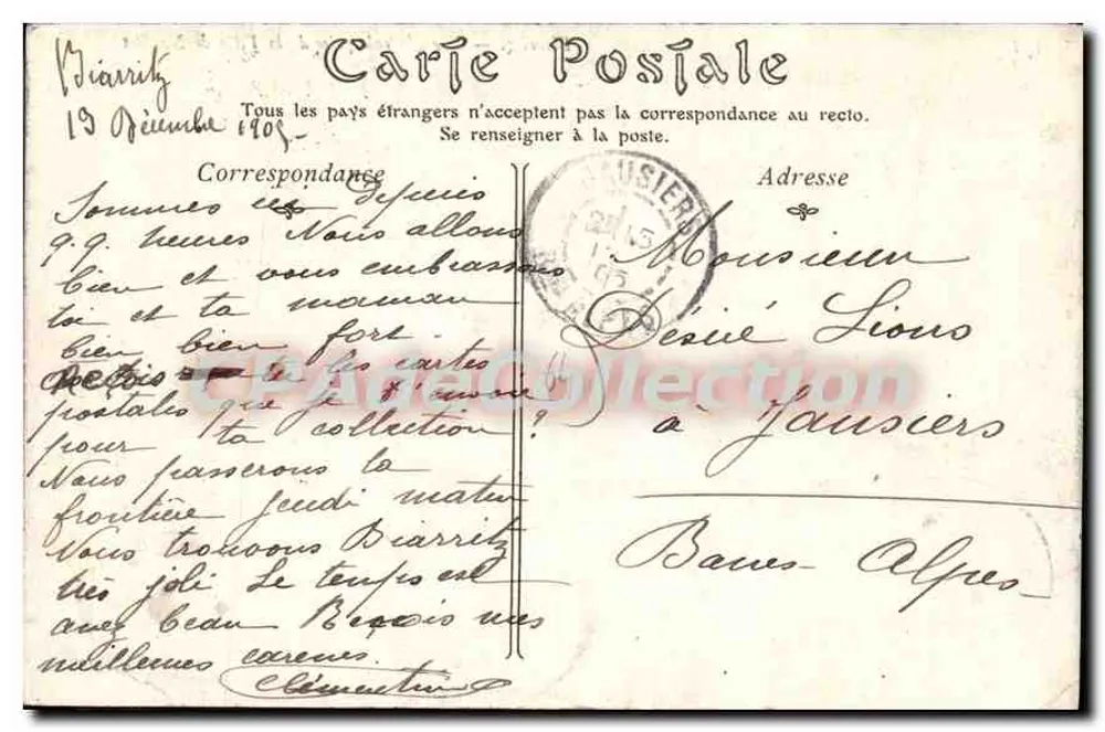 Biarritz — Allgemeiner Blick vom Villa de Noailles — Verlag: Biarritz, n° 178 - Rückseite