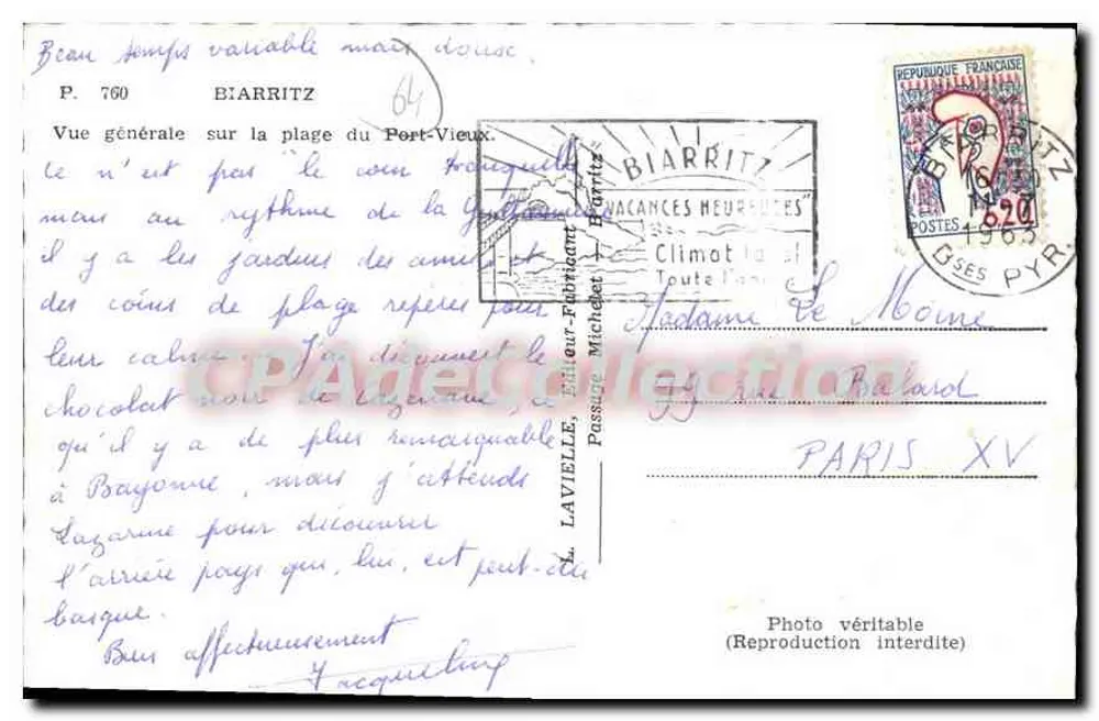 Biarritz — Allgemeiner Blick auf den Port-Vieux-Strand — Lavielle, Verlag - Rückseite