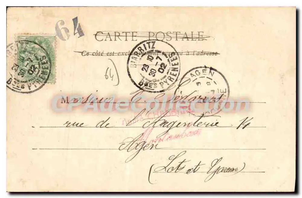 Biarritz — Die Atalaye und der alte Hafen — unbekannter Verlag, Seriennummer nicht sichtbar - Rückseite