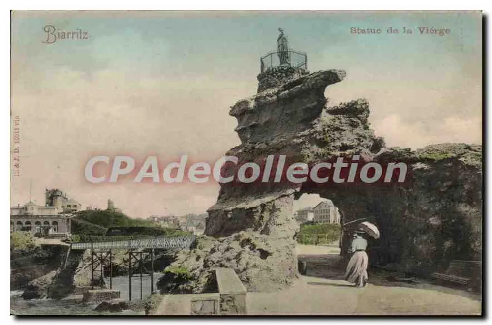 Biarritz — Estátua da Virgem sobre rocha — editor L.C.A.T. D. 1901 - Frente