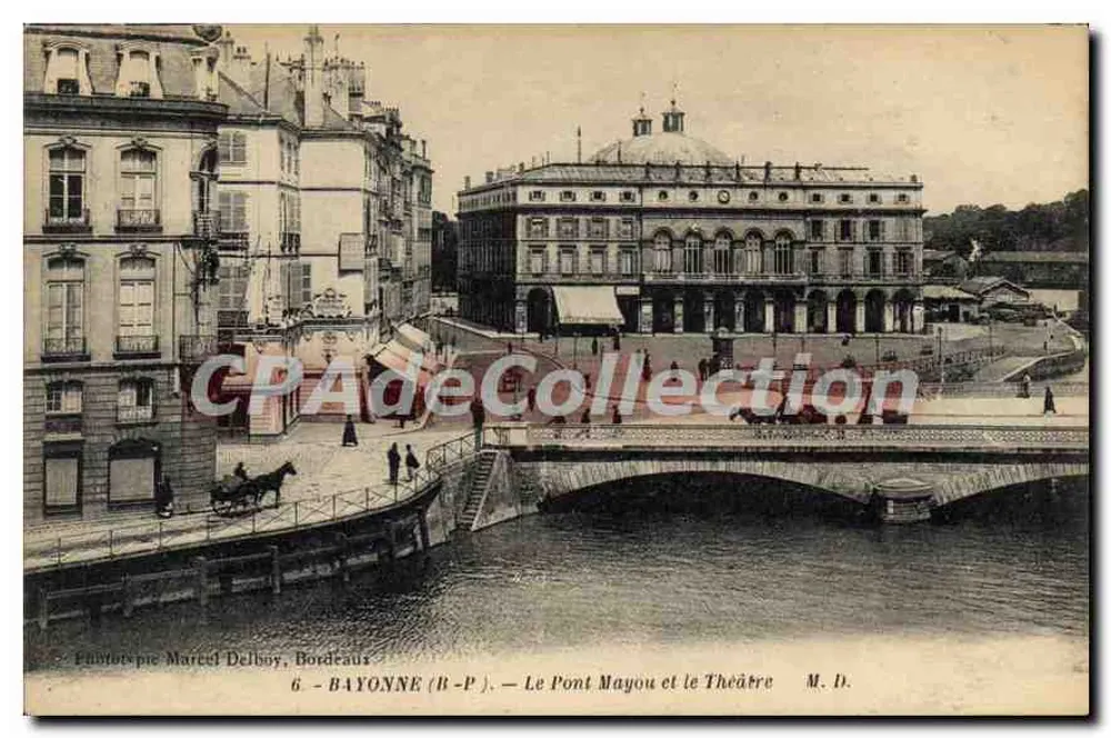 Bayonne (B-P) — Ansicht des Pont Mayou und des Theaters — Phototypie Marcel Delboy, Bordeaux - Vorderseite