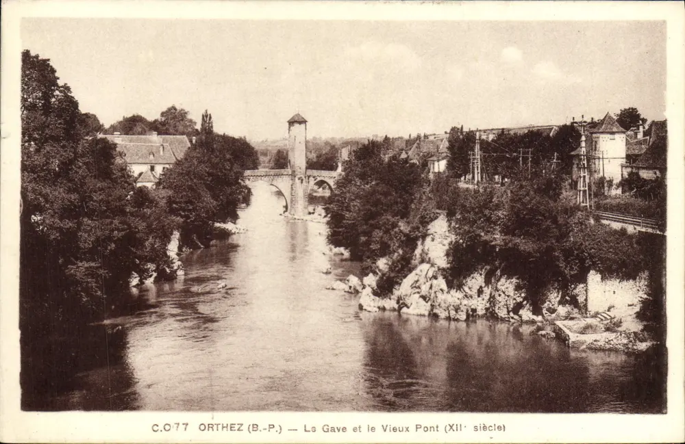 Orthez (B.-P.) — Die Gave und der Alte Brücke (12. Jahrhundert) - Vorderseite