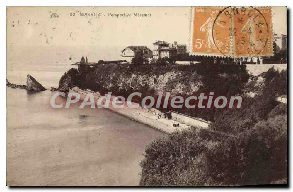 Biarritz - Perspectiva Méramar — Bilhete postal antigo de Coleção, n°102 - Frente