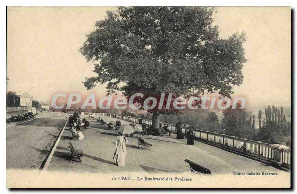 PAU - O Boulevard dos Pirineus — Edição Galeries Modernes, n°17 - Frente