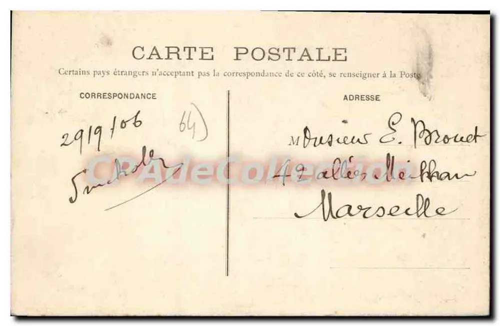 Pau — Casa de Bernadotte — Editor desconhecido, n° 20 - Verso
