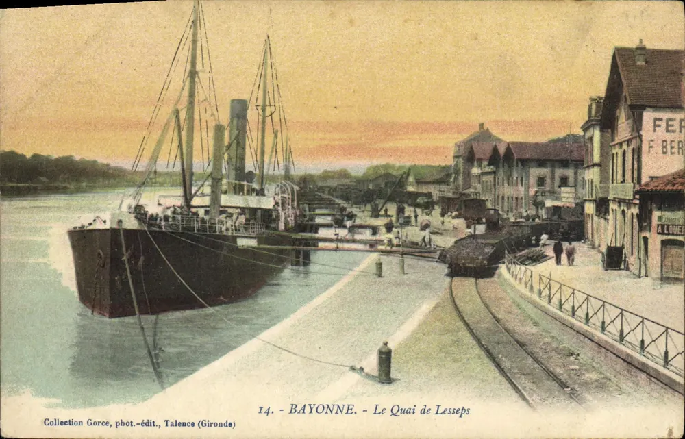 Bayonne - O Cais de Lesseps — Coleção Gorce, fot.-edição Talence (Gironde), n°14 - Frente