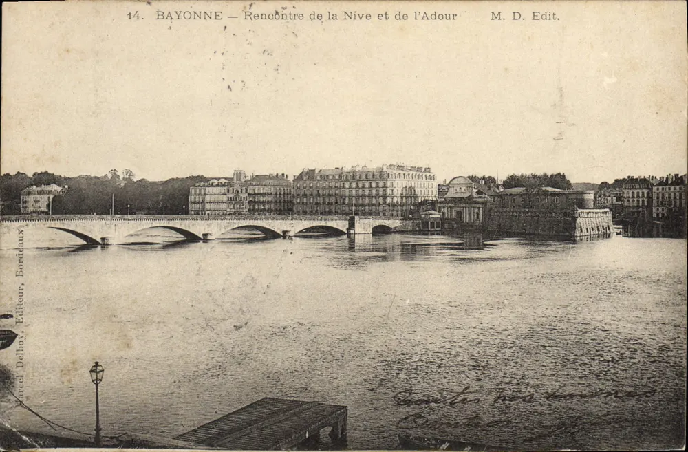 Bayonne — Zusammentreffen der Flüsse Nive und Adour — Marcel Dolho, Bordeaux, Nr. 14 - Vorderseite