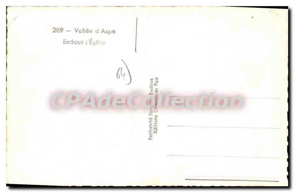 Vale de Aspe — Igreja — Éditions Chantecler Pou - Verso
