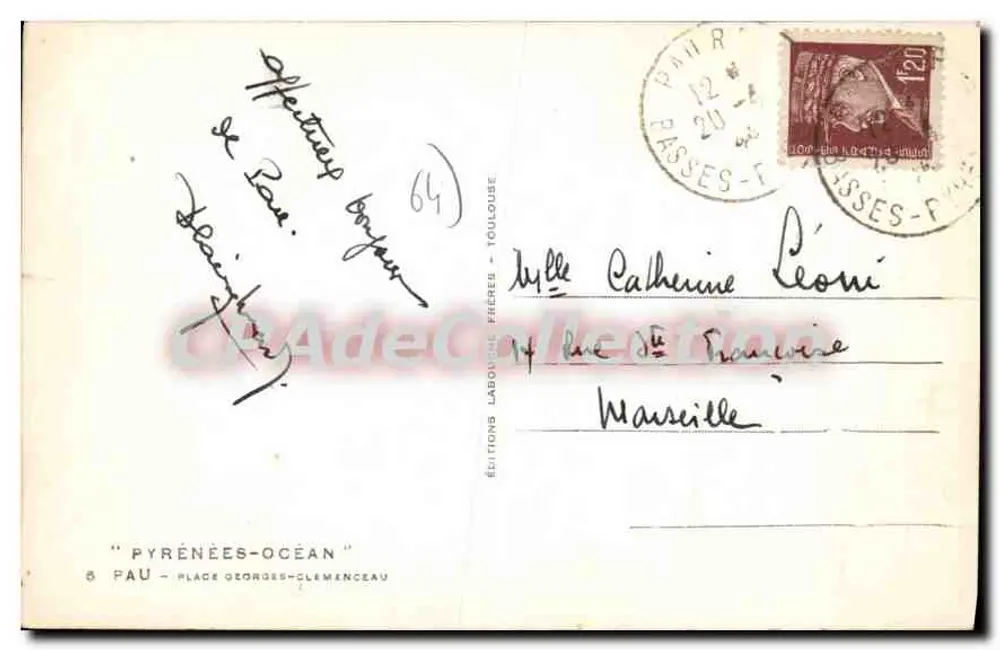 Pau - Plaza Georges-Clemenceau — editor Éditions Labouche Frères, Toulouse, n°8 - Reverso