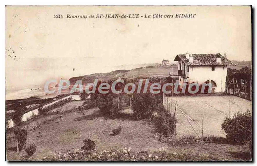 Um ST-JEAN-de-LUZ - Die Küste in Richtung BIDART — Antike Ansichtskarte, Nr. 4344 - Vorderseite