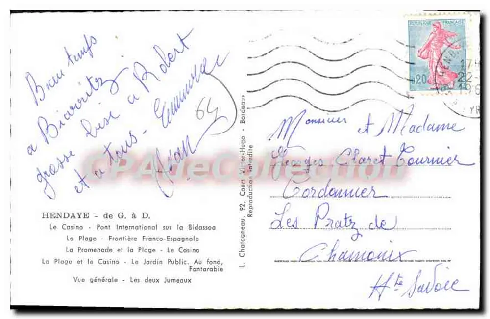 Hendaye — Pamiątka z Hendaye — L. Charagneau, 92, Cour Viar-Huso - Bordeaux - Rewers