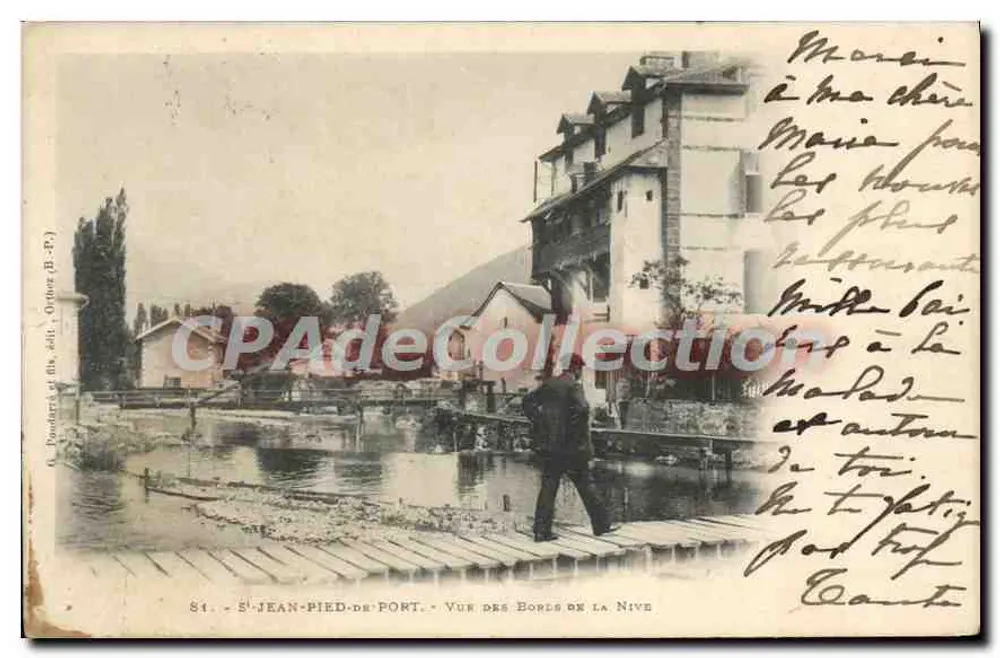 S. JEAN-PIED-DE-PORT — Ansicht der Borls der Nive — O. Poudard und Söhne, Verlag (B.-P.) - Vorderseite