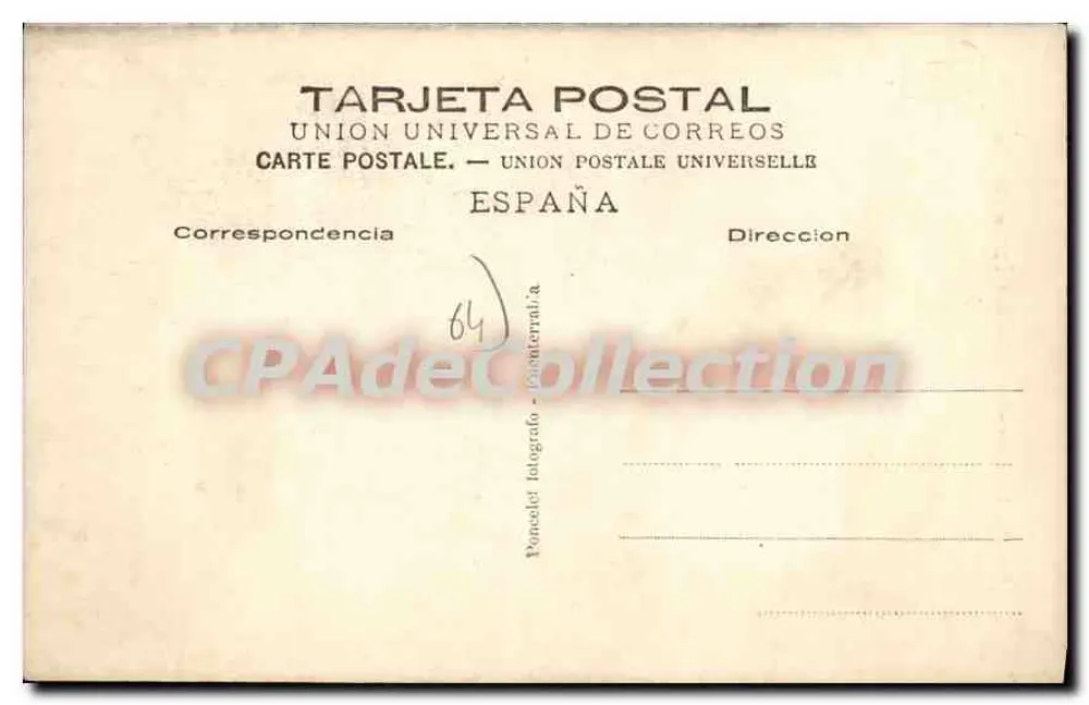 Béhobia - Guipúzcoa - Spanien — spanische Grenze — Universal Postal Union - Rückseite
