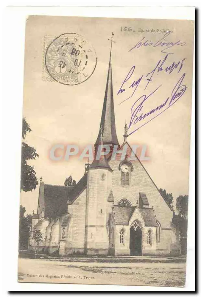Igreja de Saint-Julien — n° 166 — Maison des Magasins Rénia, editor, Troyes - Frente